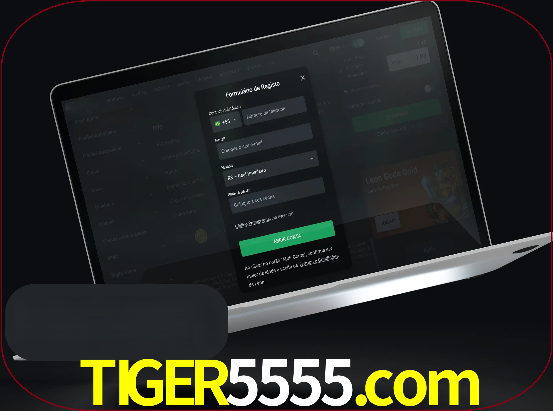 Abra o site da LeonBet e crie sua própria conta.