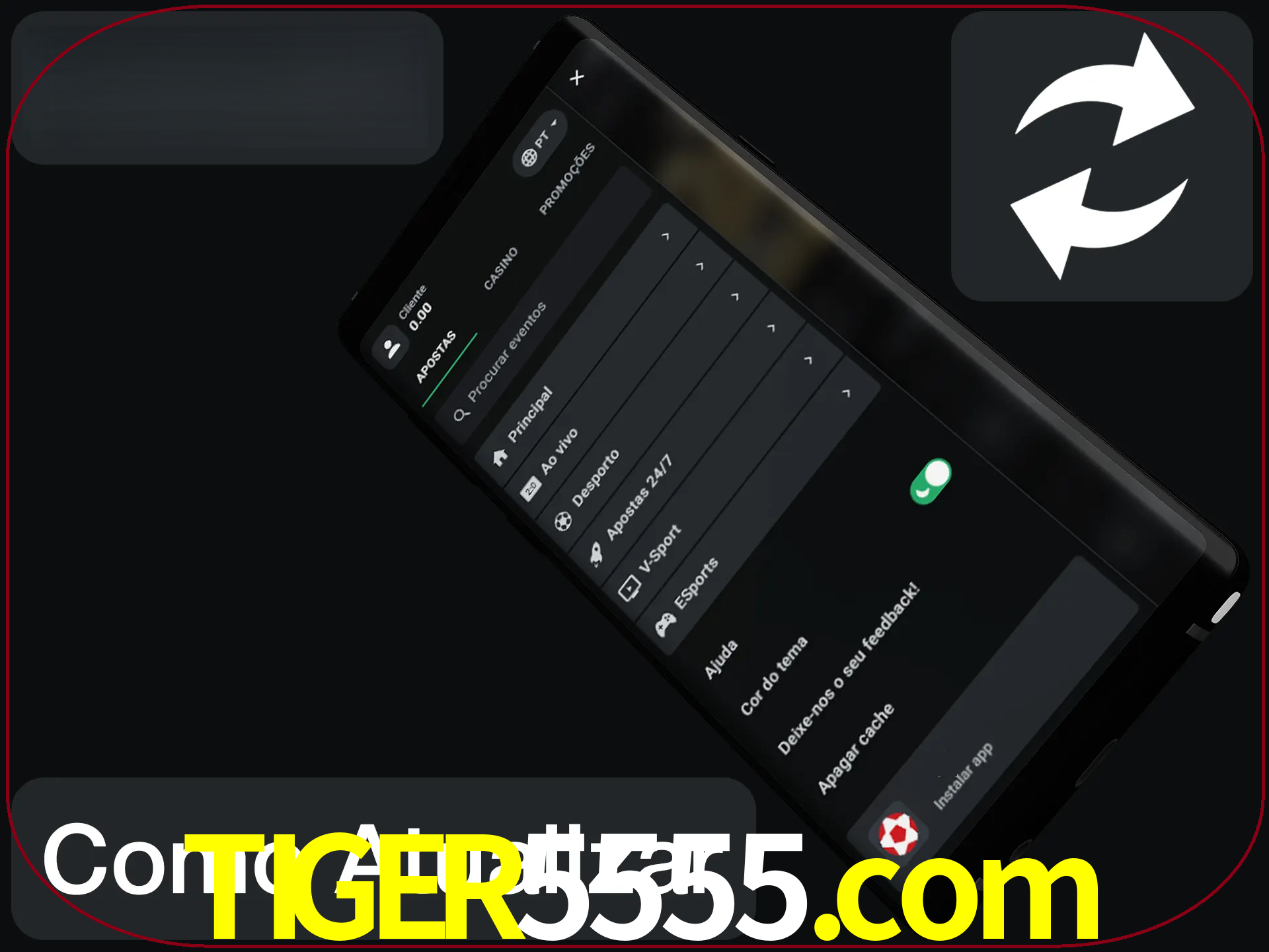 O aplicativo é atualizado automaticamente quando você faz o login.