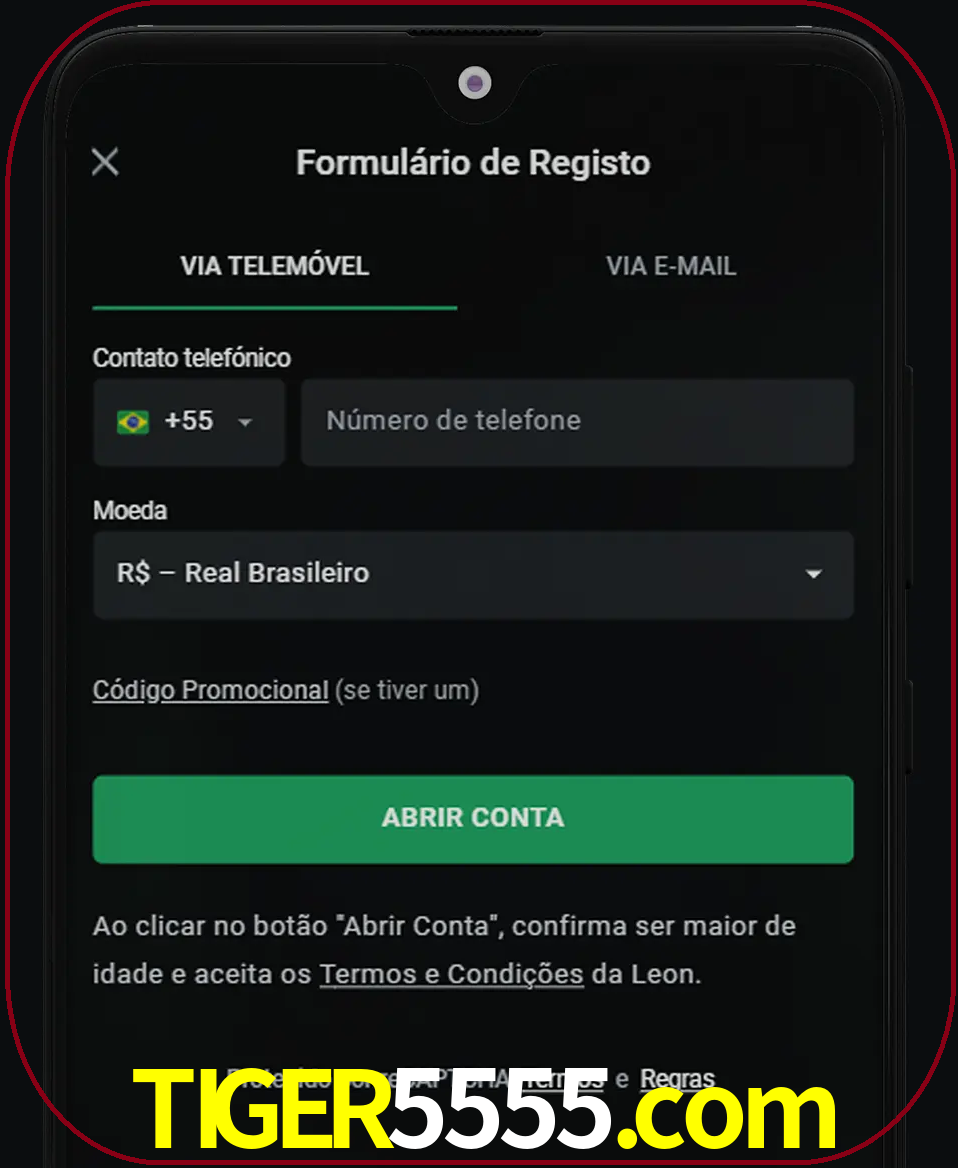 Abra o aplicativo e inicie o processo de registro.