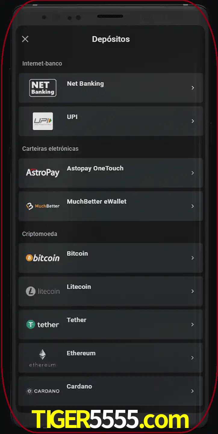 Você pode usar métodos alternativos de depósito.