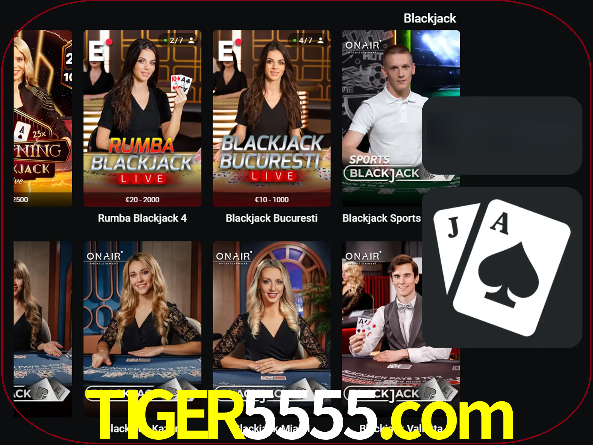 Escolha uma mesa completa de jogadores de blackjack.